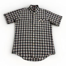 Vintage Levis Plaid Button Down Shirt Mens L 90s Tailored Fit Cotton