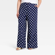 Women Luxe Linen Trousers - A New Day Navy Blue 17