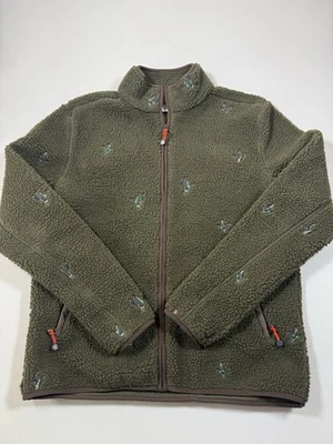 Brooks Brothers Jacket Mens Small Green Full Zip Fleece Duck Mallard AOP Logo - Image 1 of 4