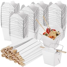 Tanlade 50 Set 16 oz Chinese Take out Boxes and Disposable Chopsticks, Paper ...