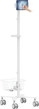 C09 Height Adjustable Mobile Medical IPAD Tablet Cart with Wheels and Basket Sto
