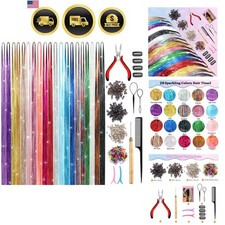 Hair Tinsel Kit 20 Colors, 8800 Strands, 48 Inches Sparking Tinsel Hair Exten...