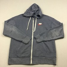 Nike Jacket Men Medium Blue Solid Full Zip Pockets Swoosh Side Zip Hood M