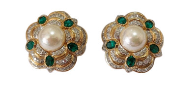 Vintage Ohrclips Vogue Bijoux 90er Jahre Blumenmuster
