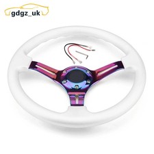 Volante da corsa 14 pollici 350 mm universale ABS piatto profondo neo cromato e bianco