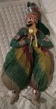 60's /Ancienne Marionnette 65cm Artisanale Kathputli du Rajasthan . Tête Bois . 