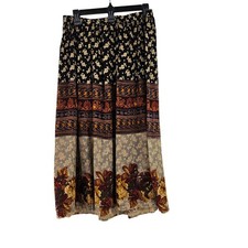 Vintage Boho 90s Floral Paisley Maxi Skirt Sz 18 Cottage Hippie Earthy Festival