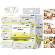 100 Cotton Baby Wipes - Hypoallergenic, Unscented  Biodegradable Pack of 600