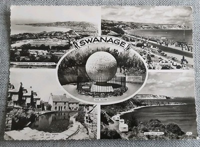 Postcard Swanage Dorset Multiview RP incl The Globe Two Bays England