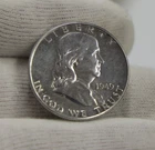 1949 US Franklin Half 50c AU+ Details with Pinback