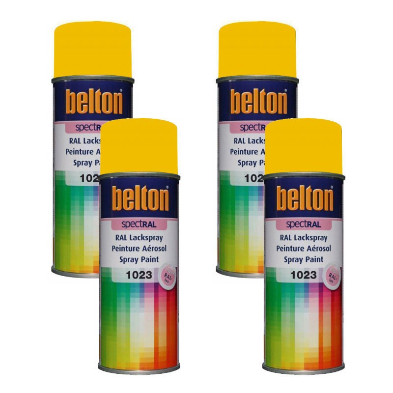 Belton Spectral RAL1023 jaune signalisation lot de 4 sprays séchage ultra rapide