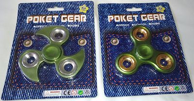 2 Green Pocket Gear Gyro Anti-Anxiety 360 Spinner Help Focusing Fidget Toys