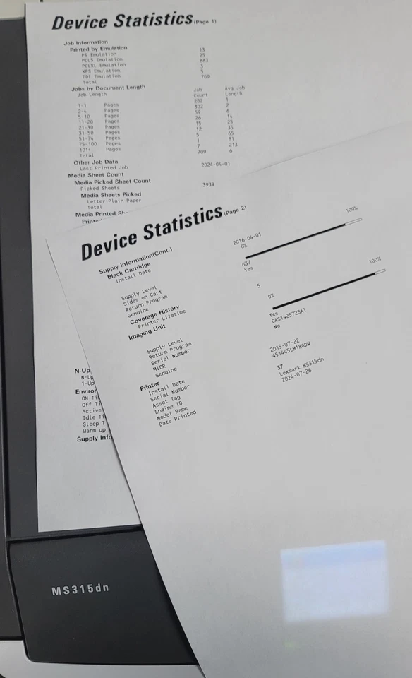 Lexmark MS315dn Monochrome Printer - Image 2 of 2