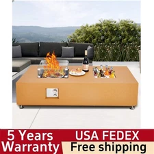 56" Propane Fire Pit Table 50000BTU Fire Table with Wind Guard Rain Cover Beads