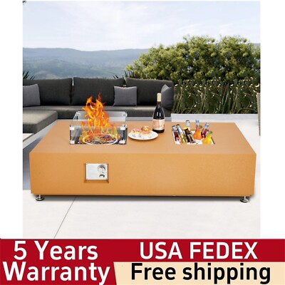 56'' Propane Fire Pit Table 50000BTU Fire Table with Wind Guard Rain Cover Beads