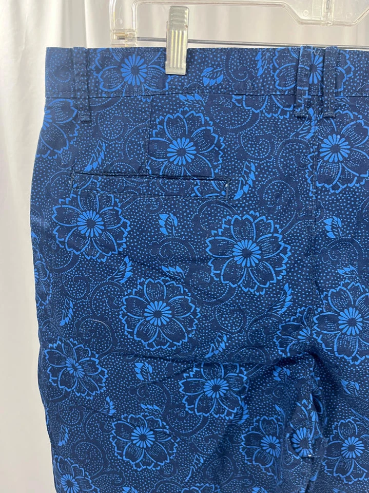 Шорты мужские Penguin Munsingwear Chino плоские спереди размер 34 синие с цветочным рисунком 100% хлопок - Изображение 4 из 4