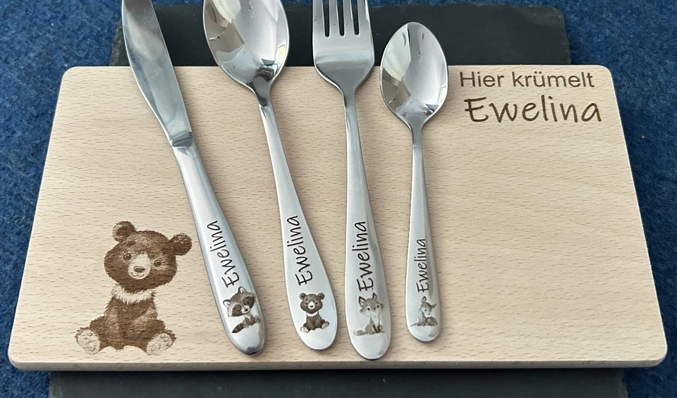 Kinderbesteck mit Gravur / Waldtiere / Personalisiert mit Namen / Geschenkidee - Bild 2 von 4