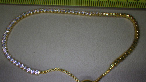 Gold Plated Sterling Silver 925 Bolo Tennis Bracelet Crystals / CZ Adjustable - Picture 3 of 4