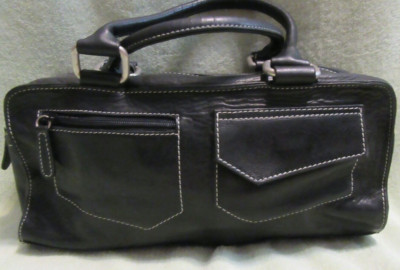 EGO Black Vintage Leather/ Manmade Hand Purse Bag  Nice!