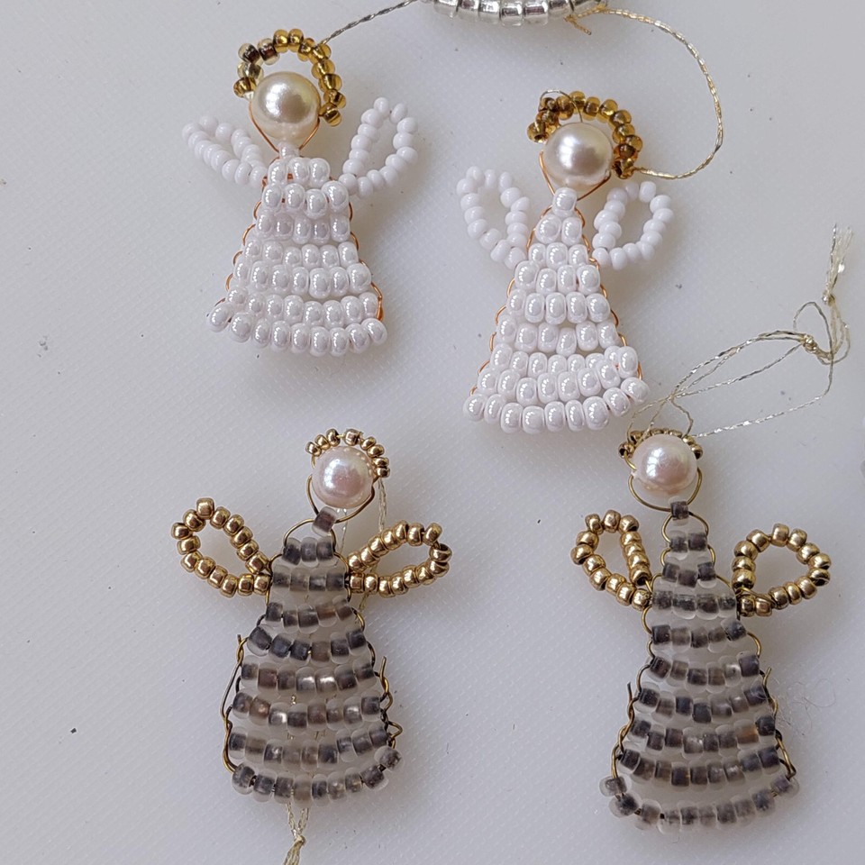 Vintage Handmade Christmas Angel Bead Ornaments eBay