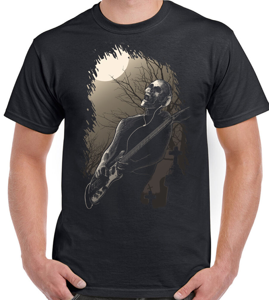 Midnight Rock - Mens T-Shirt Electric Bass Acoustic Guitar