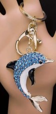 Sparkling Rhinestone Dolphin Keychain / Key Chain Purse / Backpack Charm