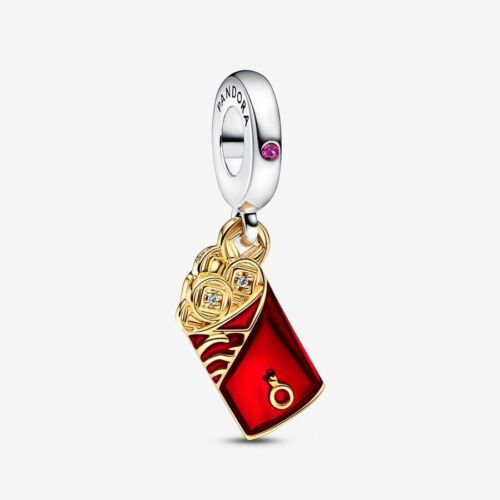 *BRAND NEW* Pandora Moments Two-tone Zodiac Red Envelope Dangle Charm 762470C01 - Picture 1 of 4