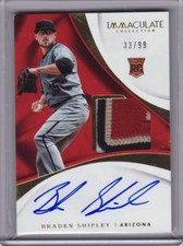 2017 Immaculate Braden Shipley RC RPA 33/99 Diamondbacks