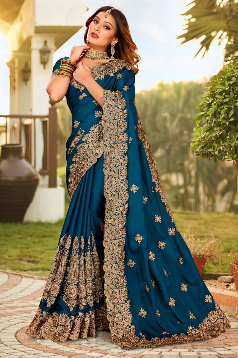 Party wear top saree blue colour