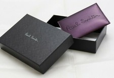 PAUL SMITH Porta ricevute/portafoglio in pelle viola con logo traforato NUOVO