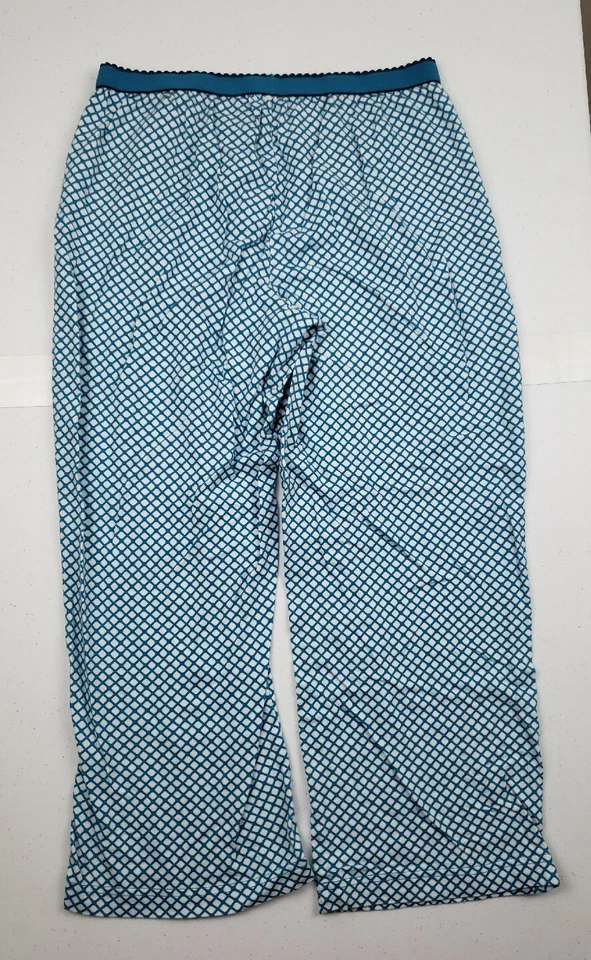 Pantalones de pijama Nautica Sleepwear verde y blanco patrón de diamantes para mujer talla S Foto 2 de 4