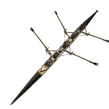 Ein Coxless 4er Ruderboot Handarbeit in Silber & Holz, italienisch um 1990 (F4071)