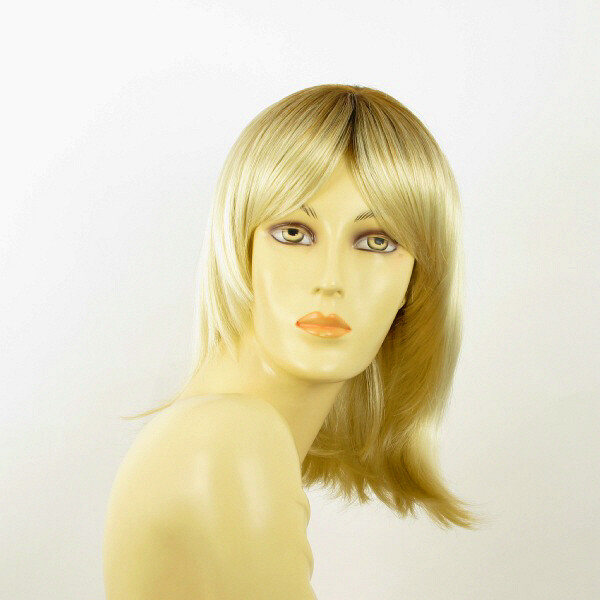 Perruque femme mi-longue EDITH YS blond méché cheveux synthétiques racines foncées