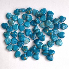 25X Turquoise Blue & Gold Love Heart Bead 9mm DIY Jewellery Necklace Bracelet