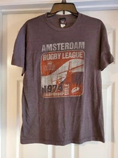 Amsterdam Rugby League 1974 Championship Title Mens Gray Graphic T Shirt Size M