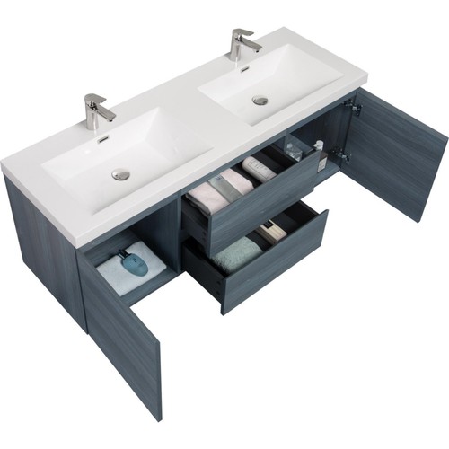 60" Bathroom Vanity with Sink, Modern WallMounted Bathroom Storage eBay