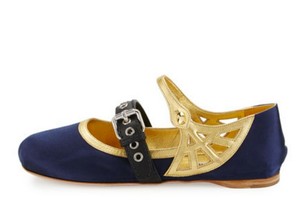 navy satin flats