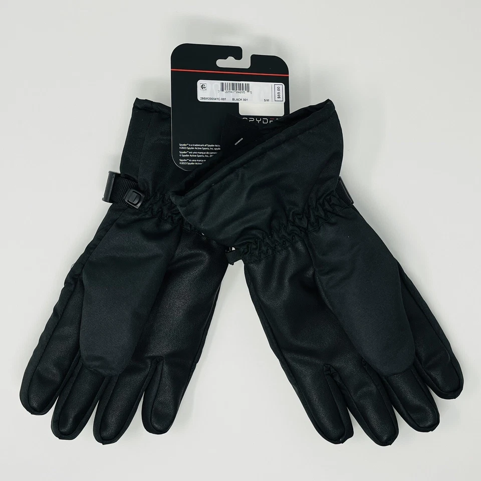 Guantes de invierno Spyder aislados negros esquí snowboard aislados NUEVO para hombre talla S/M Foto 2 de 4