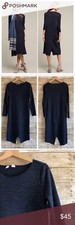 Anthropologie Moth Womens Crossback Knit Dress Size Small S Blue Long Sleeve