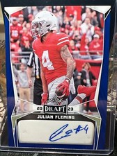 Julian Fleming. 2023 Leaf Draft Rookie Card #BA-JF2 With Autogragh