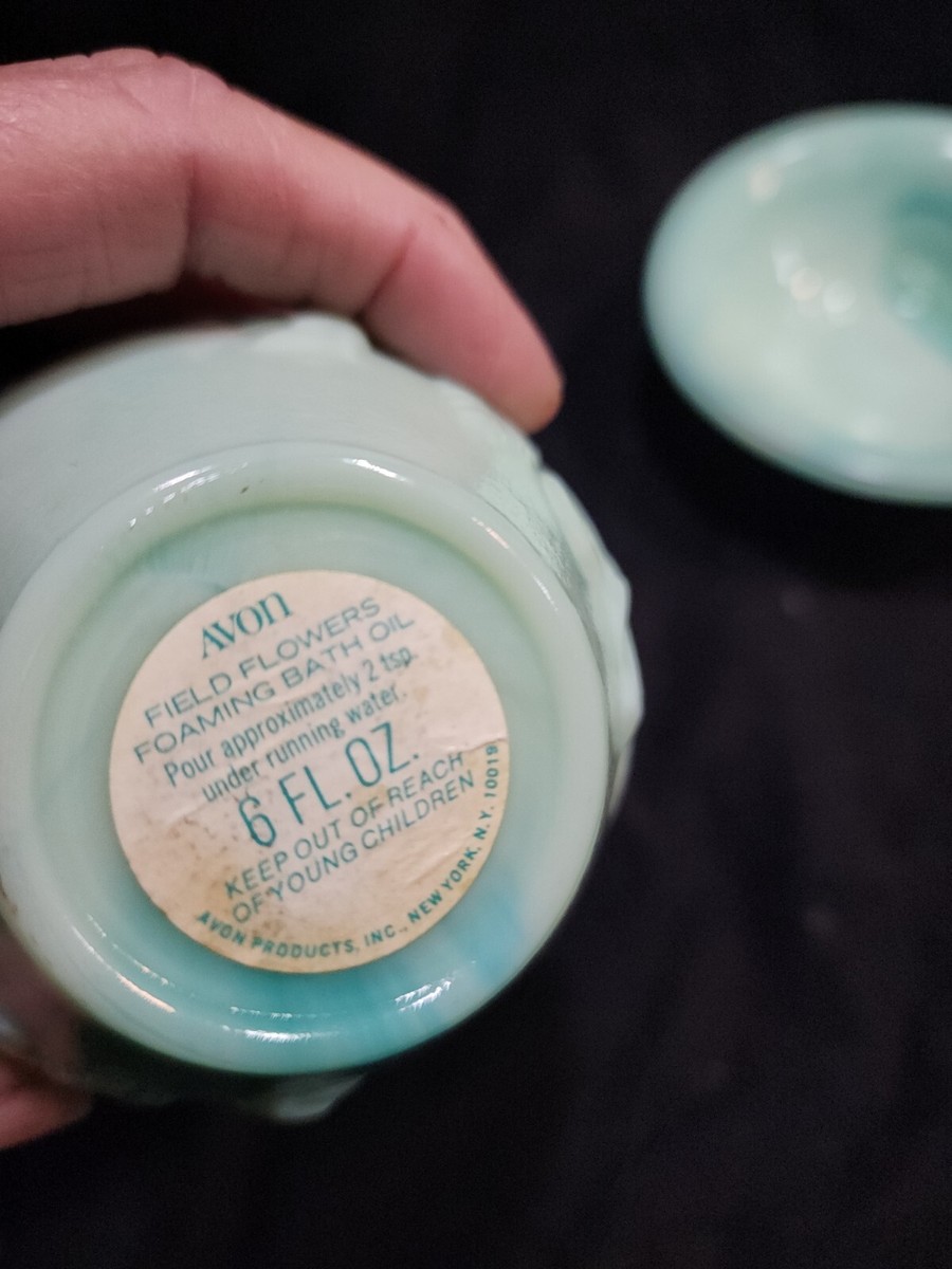 Vintage Avon Jadeite Green Swirl Milk Glass Pitcher With Stopper