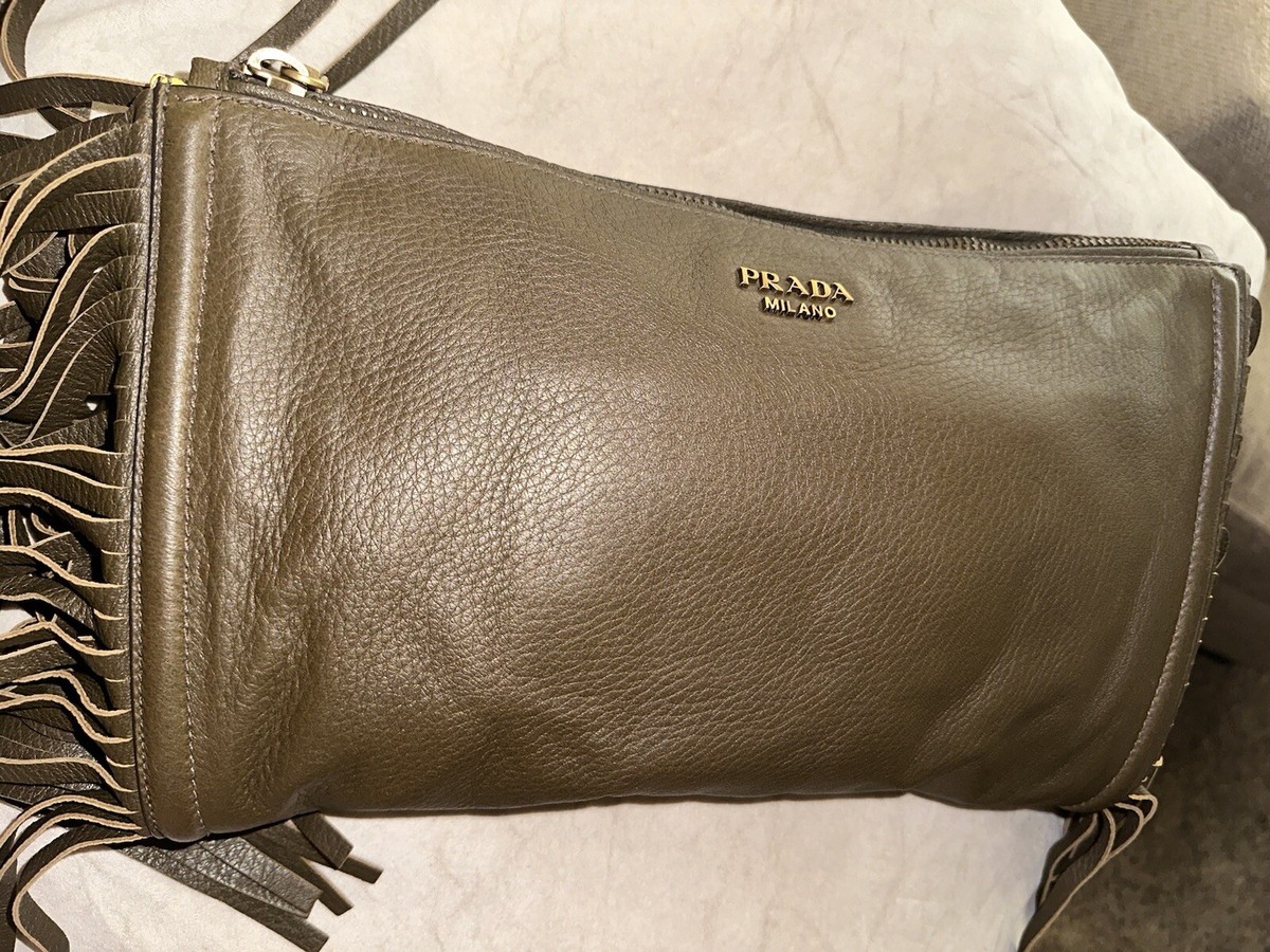 AUTHENTIC PRADA POCHETTE MILITARE CERVO BAG BROWN