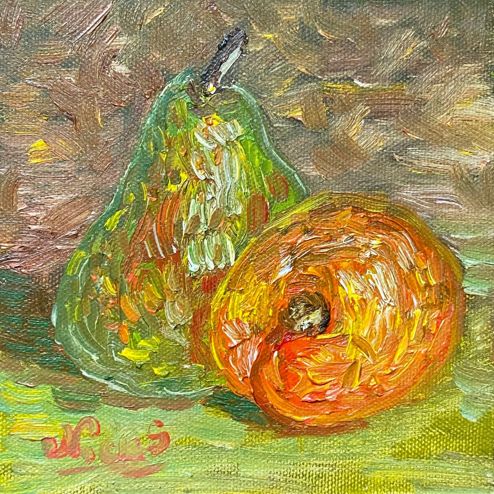 Enchanting Original Impressionist Oil Painting Still Life with Fruits