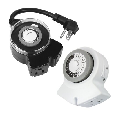 CP 2-Outlet 1 Indoor/1 Outdoor 24 Hour Mechanical Timer w/ 6 in Cord, CPCO95002