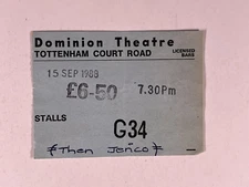 Then Jerico Ticket Original Vintage Dominion Theatre Tottenham September 1988
