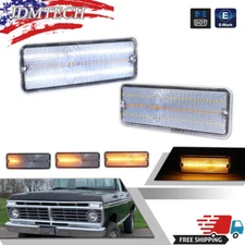 DRL Turn Signal LED Light Pair For 1974-1977 Ford F-100 F100 Clear White / Amber