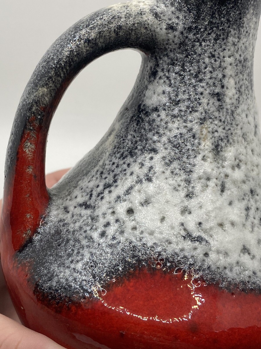 Vintage West Germany 1960'S BAY KERAMIK 67/17 Red Fat Lava VASE