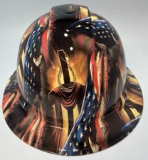 New Full Brim Hard Hat Custom Hydro Dipped CHRISTIAN REVEALED FLAG CROSS