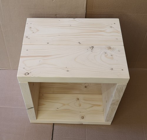 Large Cube Coffee Table Side Bedside Vinyl Storage Chunky Rustic Style Handmade - Picture 7 of 13