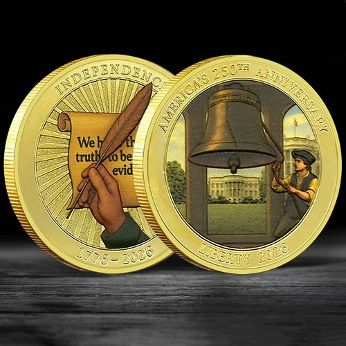1776–2026 American Independence Liberty Bell 250th Anniversary Gold Plated Coin